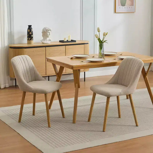 Set of 2 Dining Chairs with Oak Legs,Weight Capacity 300lbs for Dining Room