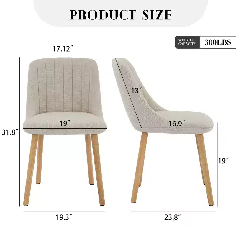 Lot de 2 chaises de salle à manger avec pieds en chêne, capacité de poids 136 kg pour salle à manger