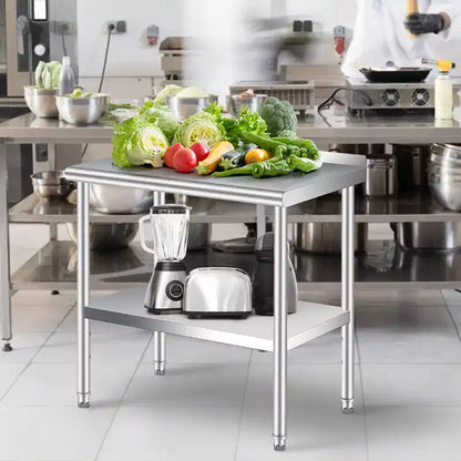 Stainless Steel Table 60x24 Inch - Heavy Duty Commercial Metal Table for Prep & Work with Backsplash & Adjustable Shelf, for Kitchen, Restaurant