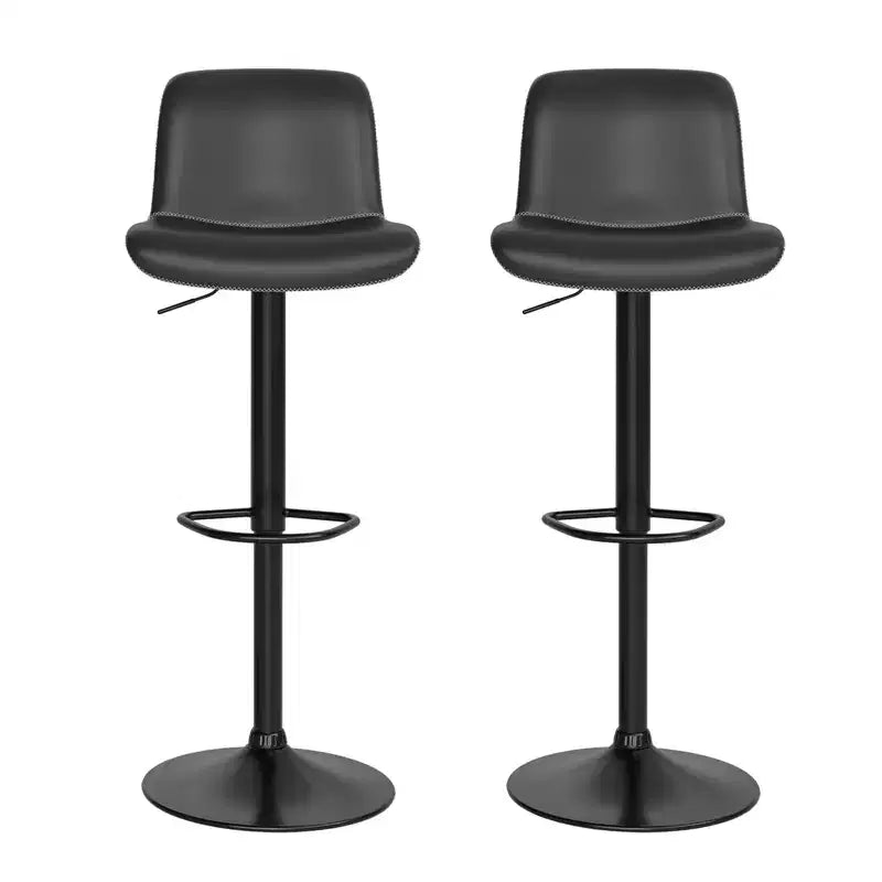Lot de 2 tabourets de bar pivotants avec assise rembourrée et repose-pieds, dossier en cuir PU pour comptoir de salle à manger