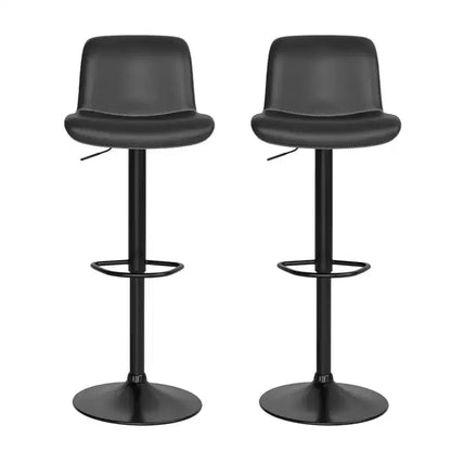 Lot de 2 tabourets de bar pivotants avec assise rembourrée et repose-pieds, dossier en cuir PU pour comptoir de salle à manger