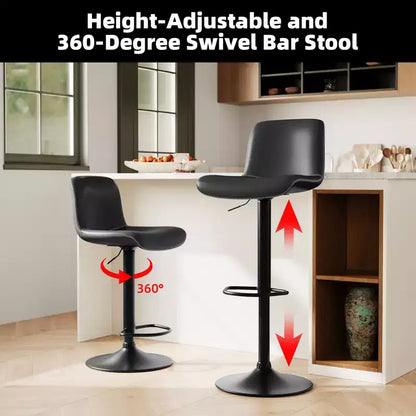 Lot de 2 tabourets de bar pivotants avec assise rembourrée et repose-pieds, dossier en cuir PU pour comptoir de salle à manger