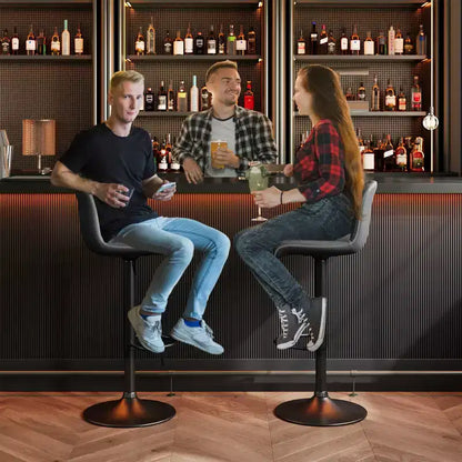 Lot de 2 tabourets de bar pivotants avec assise rembourrée et repose-pieds, dossier en cuir PU pour comptoir de salle à manger