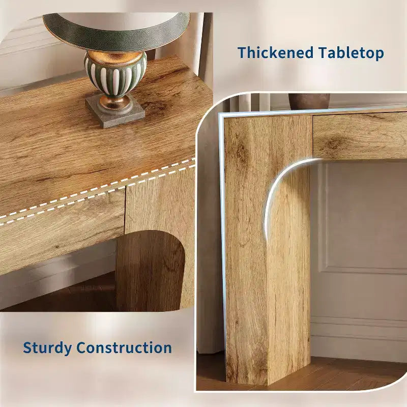 Console rustique de 119 cm avec tiroir, longue table de canapé pour derrière le canapé, table d'entrée et de couloir rustique pour salon, chêne