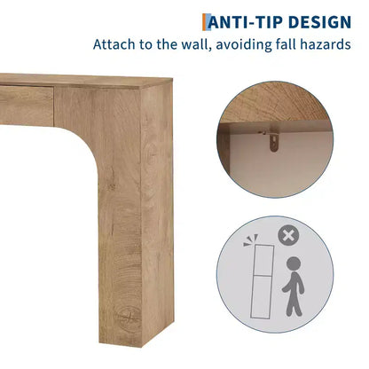 Console rustique de 119 cm avec tiroir, longue table de canapé pour derrière le canapé, table d'entrée et de couloir rustique pour salon, chêne