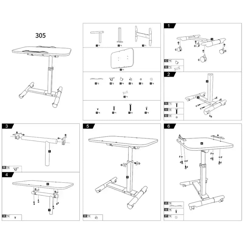Table de lit à roulettes, table d'appoint pliable, table de chevet roulante, bureau debout à hauteur réglable, postes de travail informatiques pour le bureau à domicile