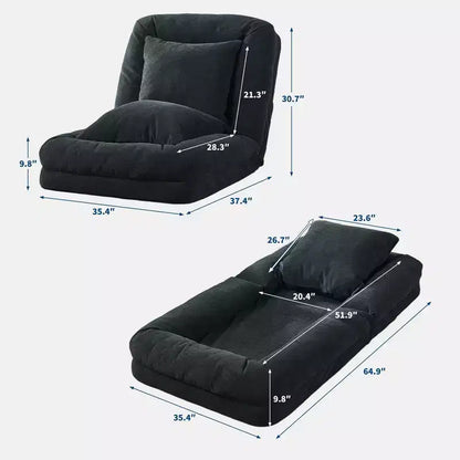 Canapé-lit paresseux réglable 5 positions GustoWave 64.9'', lit pour chien humain rembourré pour adultes et animaux de compagnie, chaise longue de sol pliable