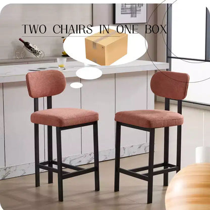 Okak Lot de 2 tabourets de bar à hauteur de comptoir en tissu rembourré pour salles à manger, chaises sans accoudoirs, tabourets d'îlot de cuisine avec pieds en métal noir
