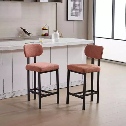 Okak Lot de 2 tabourets de bar à hauteur de comptoir en tissu rembourré pour salles à manger, chaises sans accoudoirs, tabourets d'îlot de cuisine avec pieds en métal noir