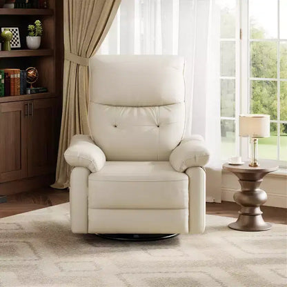 Fauteuil inclinable électrique GustoWave, fauteuil inclinable à bascule pivotant en cuir PU avec ports, fauteuil de canapé inclinable rembourré pour chambre de bébé, beige