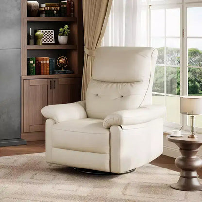 Fauteuil inclinable électrique GustoWave, fauteuil inclinable à bascule pivotant en cuir PU avec ports, fauteuil de canapé inclinable rembourré pour chambre de bébé, beige