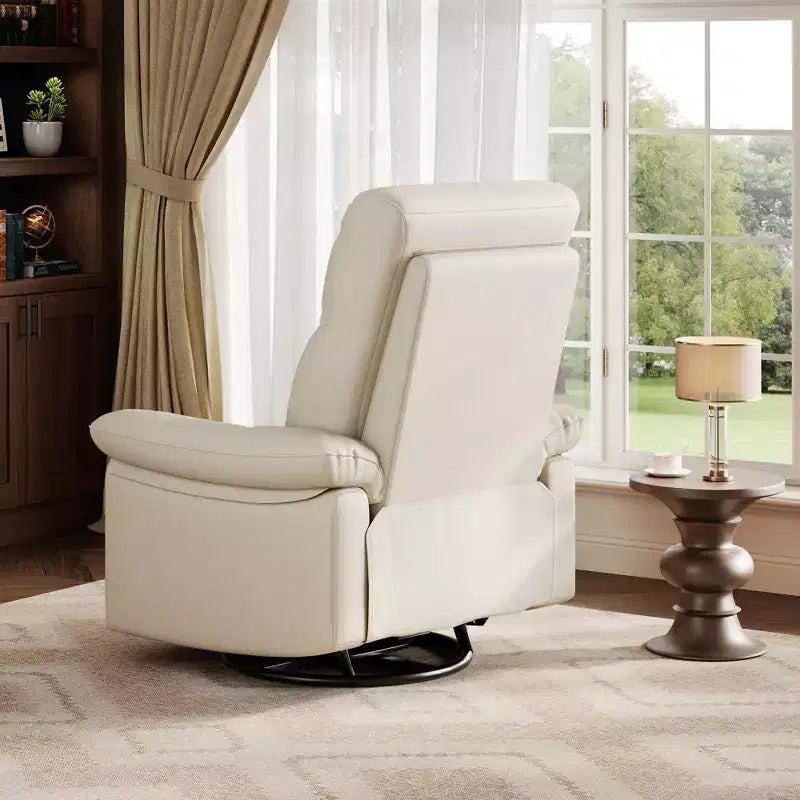 Fauteuil inclinable électrique GustoWave, fauteuil inclinable à bascule pivotant en cuir PU avec ports, fauteuil de canapé inclinable rembourré pour chambre de bébé, beige