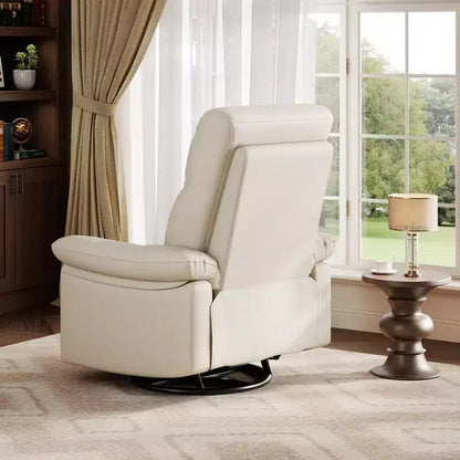 Fauteuil inclinable électrique GustoWave, fauteuil inclinable à bascule pivotant en cuir PU avec ports, fauteuil de canapé inclinable rembourré pour chambre de bébé, beige