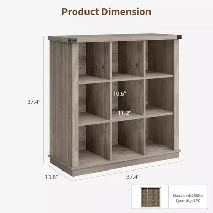 COZONY Étagère de rangement à 9 cubes de 37,4 po, bibliothèque horizontale à 3 niveaux style ferme pour salon et entrée