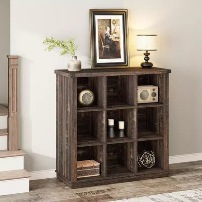 COZONY Étagère de rangement à 9 cubes de 37,4 po, bibliothèque horizontale à 3 niveaux style ferme pour salon et entrée