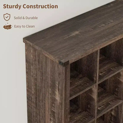 COZONY Étagère de rangement à 9 cubes de 37,4 po, bibliothèque horizontale à 3 niveaux style ferme pour salon et entrée