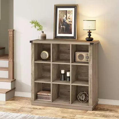 COZONY Étagère de rangement à 9 cubes de 37,4 po, bibliothèque horizontale à 3 niveaux style ferme pour salon et entrée