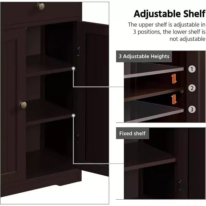 Meuble de salle de bain autoportant Dcolora, Armoire de rangement pratique avec 4 tiroirs et 2 portes
