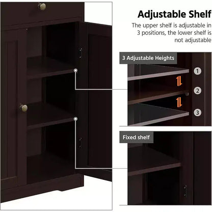 Meuble de salle de bain autoportant Dcolora, Armoire de rangement pratique avec 4 tiroirs et 2 portes