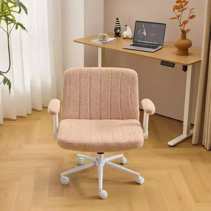 Karl Home | Chenille Swivel Chair With Adjustable Flip-Up Arms For Cross-Legged