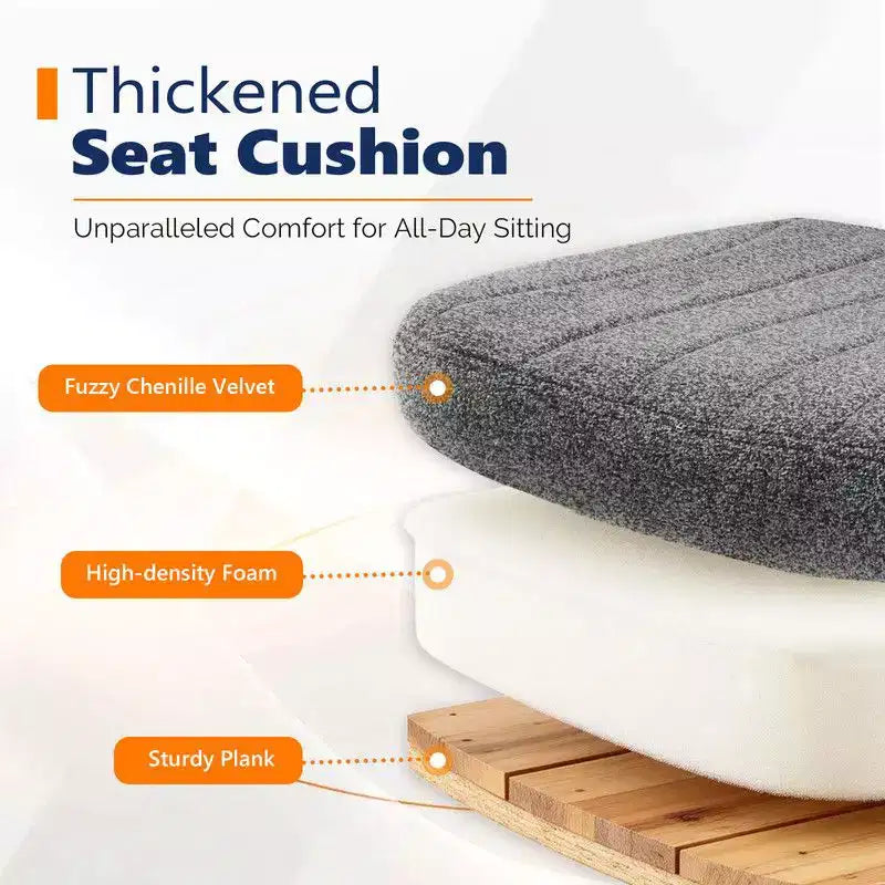 Karl Home | Fauteuil pivotant en chenille avec accoudoirs ajustables rabattables pour s'asseoir les jambes croisées