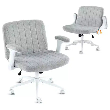 Karl Home | Fauteuil pivotant en chenille avec accoudoirs ajustables rabattables pour s'asseoir les jambes croisées