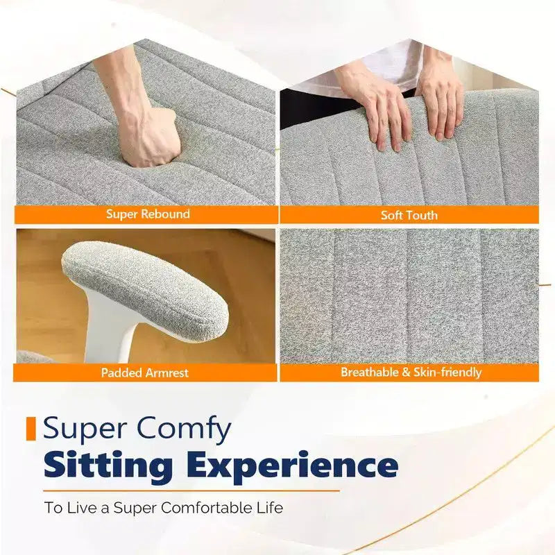 Karl Home | Fauteuil pivotant en chenille avec accoudoirs ajustables rabattables pour s'asseoir les jambes croisées