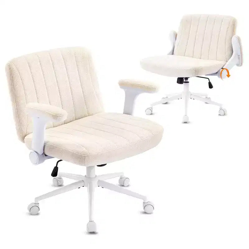 Karl Home | Fauteuil pivotant en chenille avec accoudoirs ajustables rabattables pour s'asseoir les jambes croisées