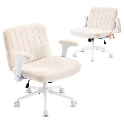 Karl Home | Fauteuil pivotant en chenille avec accoudoirs ajustables rabattables pour s'asseoir les jambes croisées