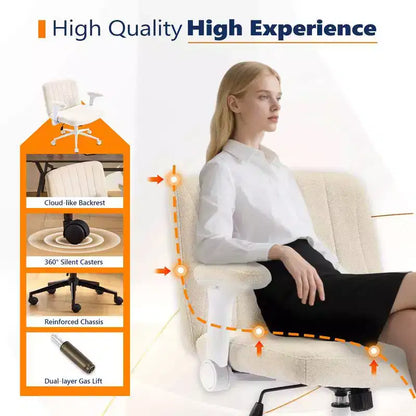 Karl Home | Fauteuil pivotant en chenille avec accoudoirs ajustables rabattables pour s'asseoir les jambes croisées