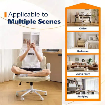 Karl Home | Fauteuil pivotant en chenille avec accoudoirs ajustables rabattables pour s'asseoir les jambes croisées