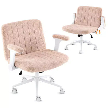 Karl Home | Fauteuil pivotant en chenille avec accoudoirs ajustables rabattables pour s'asseoir les jambes croisées