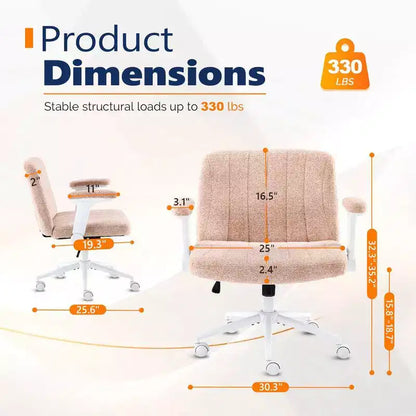 Karl Home | Fauteuil pivotant en chenille avec accoudoirs ajustables rabattables pour s'asseoir les jambes croisées