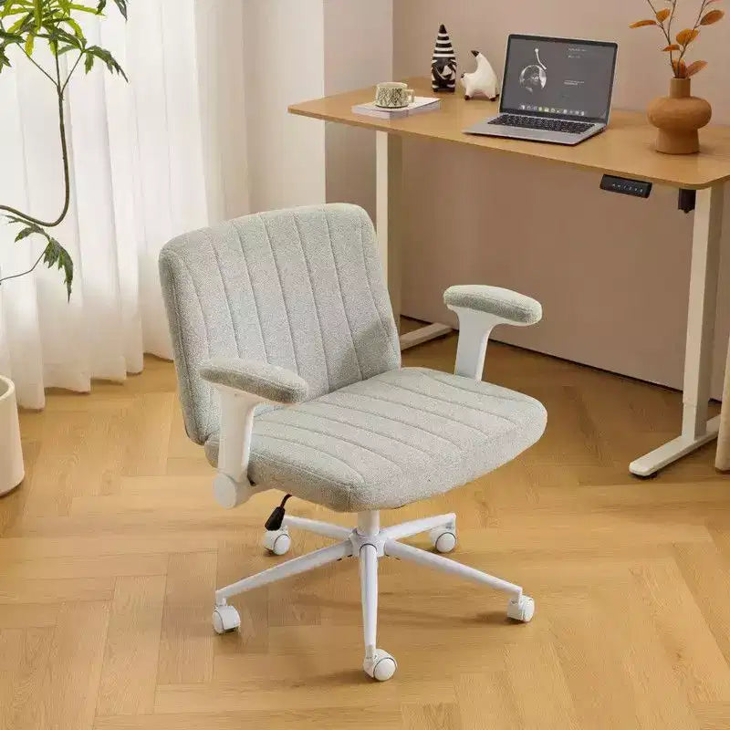 Karl Home | Fauteuil pivotant en chenille avec accoudoirs ajustables rabattables pour s'asseoir les jambes croisées