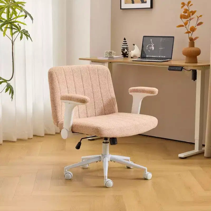 Karl Home | Fauteuil pivotant en chenille avec accoudoirs ajustables rabattables pour s'asseoir les jambes croisées