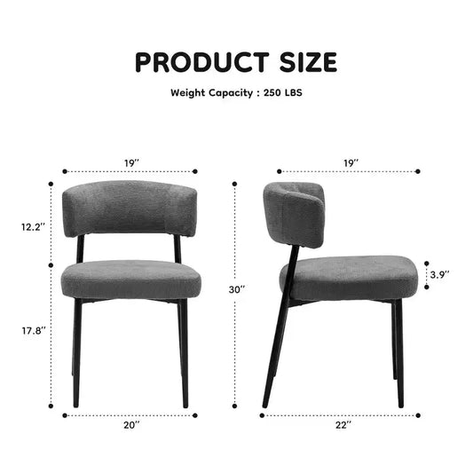 JIONJOY Lot de 4 chaises de salle à manger en chenille – Dossier incurvé, piètement métallique robuste