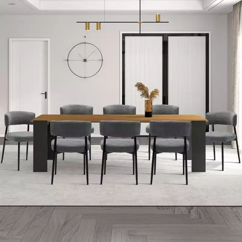 JIONJOY Lot de 4 chaises de salle à manger en chenille – Dossier incurvé, piètement métallique robuste