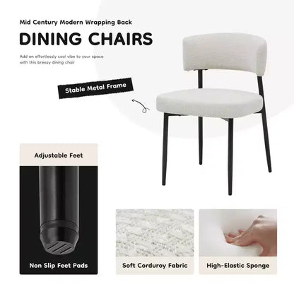 JIONJOY Lot de 4 chaises de salle à manger en chenille – Dossier incurvé, piètement métallique robuste