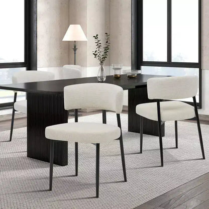 JIONJOY Lot de 4 chaises de salle à manger en chenille – Dossier incurvé, piètement métallique robuste