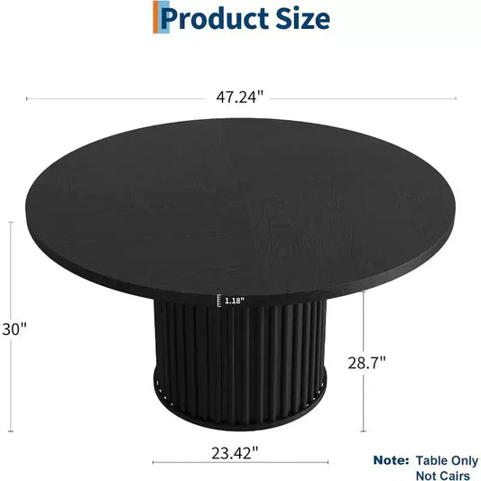 Table à manger ronde industrielle de 47 pouces pour 4 à 6 personnes, table de salle à manger avec base piédestal en métal robuste ondulé, pour salle à manger, cuisine