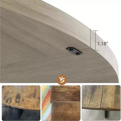 Table à manger ronde industrielle de 47 pouces pour 4 à 6 personnes, table de salle à manger avec base piédestal en métal robuste ondulé, pour salle à manger, cuisine