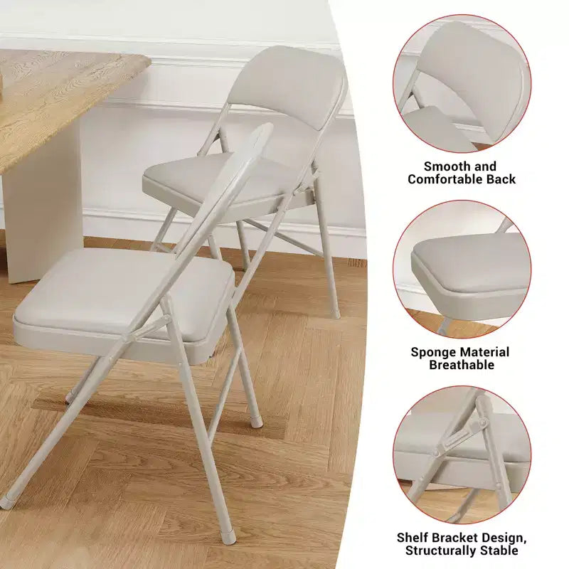 Lot de 2 ou 4 chaises pliantes avec coussins rembourrés, supportant jusqu'à 158 kg, pour salle à manger, bureau à domicile, événements intérieurs et extérieurs