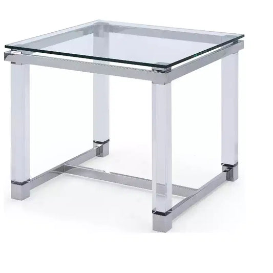 HomeStock 35 in.H Clear Color Round Tempered Glass Table Top End Table 1 -piece