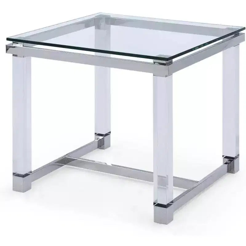 HomeStock 35 po. H Table d'appoint ronde en verre trempé de couleur claire 1 pièce