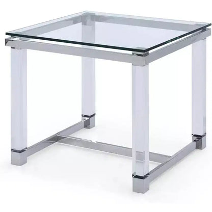 HomeStock 35 po. H Table d'appoint ronde en verre trempé de couleur claire 1 pièce