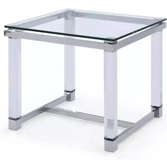 HomeStock 35 po. H Table d'appoint ronde en verre trempé de couleur claire 1 pièce