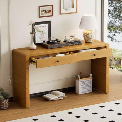 Table Console de Ferme Okak 55 po avec Coin Arrondi de Sécurité, Table d'Entrée avec 2 Tiroirs, Table d'Appoint pour Couloir, Salon