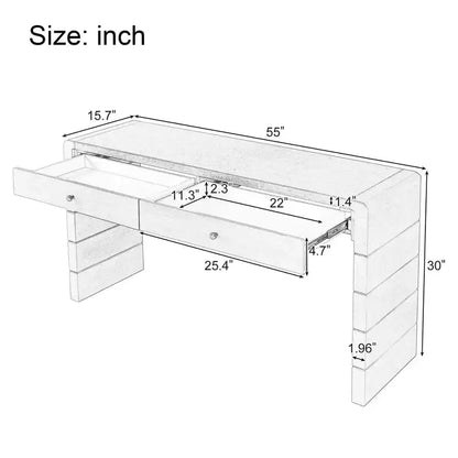 Table Console de Ferme Okak 55 po avec Coin Arrondi de Sécurité, Table d'Entrée avec 2 Tiroirs, Table d'Appoint pour Couloir, Salon