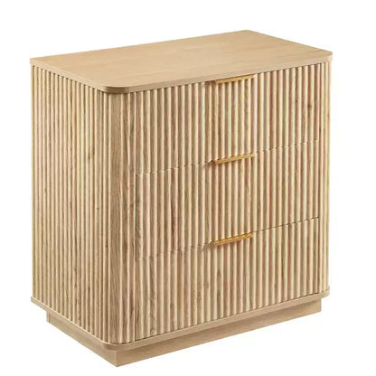 Homy Casa Commode à 3 Tiroirs avec Façades Texturées pour Chambre, Salon ou Entrée, Naturel