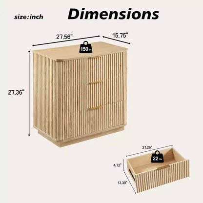 Homy Casa Commode à 3 Tiroirs avec Façades Texturées pour Chambre, Salon ou Entrée, Naturel